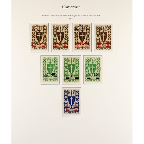 599 - FRENCH COLONIES CAMEROON 1916 - 1959 FINE USED COLLECTION on album pages (with coloured illustration... 