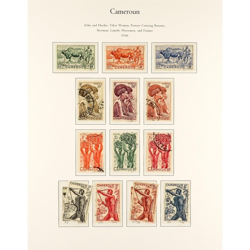 599 - FRENCH COLONIES CAMEROON 1916 - 1959 FINE USED COLLECTION on album pages (with coloured illustration... 