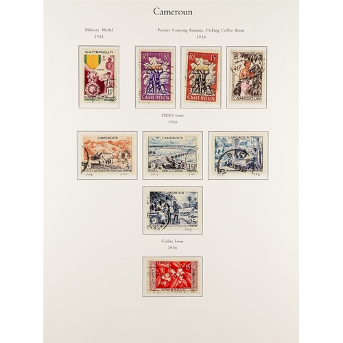 599 - FRENCH COLONIES CAMEROON 1916 - 1959 FINE USED COLLECTION on album pages (with coloured illustration... 