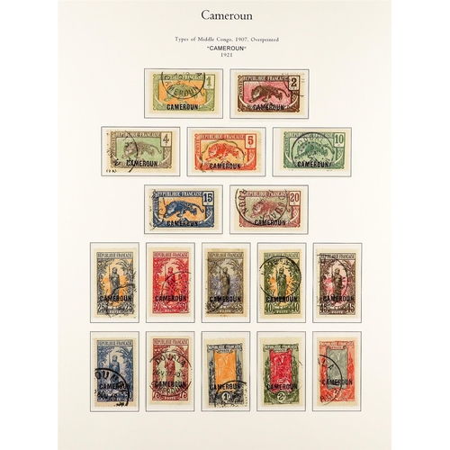 599 - FRENCH COLONIES CAMEROON 1916 - 1959 FINE USED COLLECTION on album pages (with coloured illustration... 