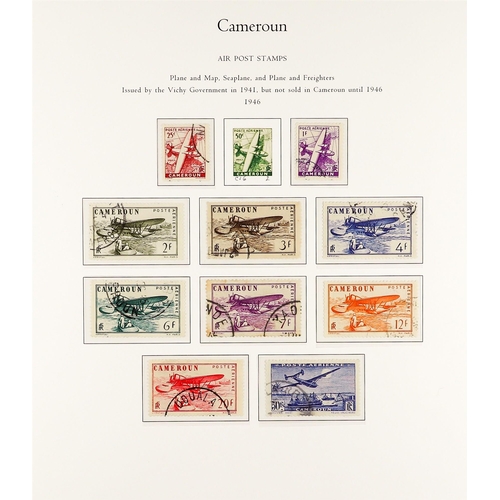 599 - FRENCH COLONIES CAMEROON 1916 - 1959 FINE USED COLLECTION on album pages (with coloured illustration... 