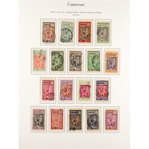 599 - FRENCH COLONIES CAMEROON 1916 - 1959 FINE USED COLLECTION on album pages (with coloured illustration... 