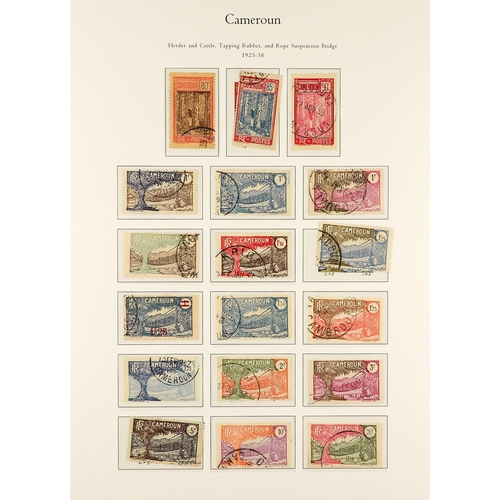 599 - FRENCH COLONIES CAMEROON 1916 - 1959 FINE USED COLLECTION on album pages (with coloured illustration... 