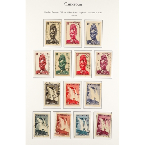 599 - FRENCH COLONIES CAMEROON 1916 - 1959 FINE USED COLLECTION on album pages (with coloured illustration... 