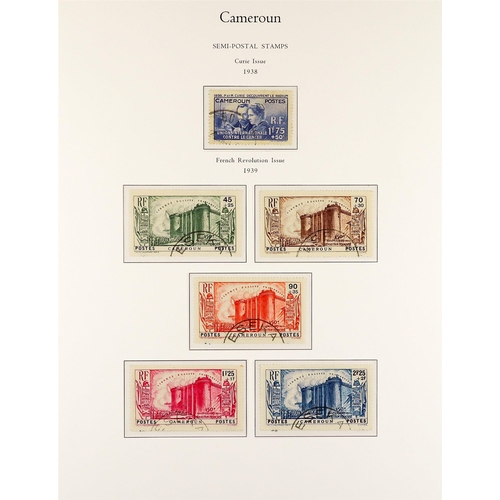 599 - FRENCH COLONIES CAMEROON 1916 - 1959 FINE USED COLLECTION on album pages (with coloured illustration... 