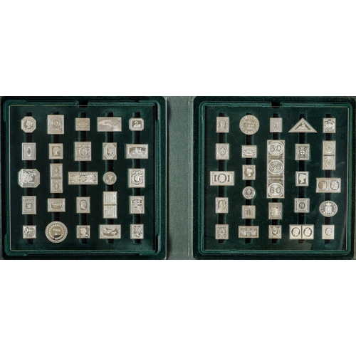 63 - SILVER STAMP INGOTS 1977 'Official Sterling Silver Proofs of the World's Greatest Stamp' set of 50 i... 