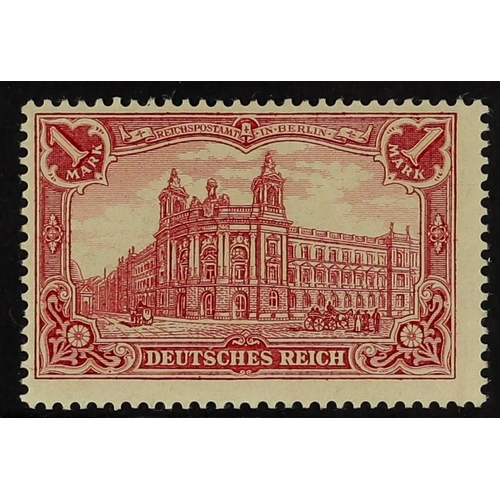 657 - GERMANY 1902-04 1m carmine-red 26x17 holes, Michel 78 Ab (SG 77A), never hinged mint, expertized Jas... 