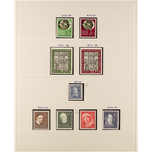 661 - GERMANY 1949 - 1995 NEVER HINGED MINT collection housed in 4 'Safe Dual' hingless albums. Missing th... 