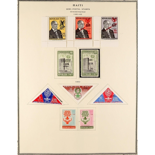 732 - HAITI 1945 - 1998 COLLECTION IN 2 ALBUMS of mint / never hinged mint sets, miniature sheets & a few ... 