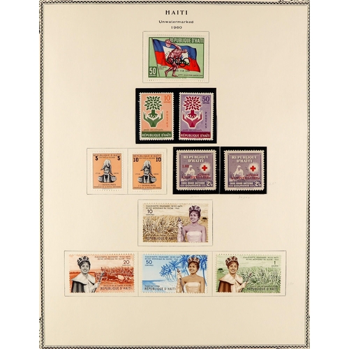 732 - HAITI 1945 - 1998 COLLECTION IN 2 ALBUMS of mint / never hinged mint sets, miniature sheets & a few ... 