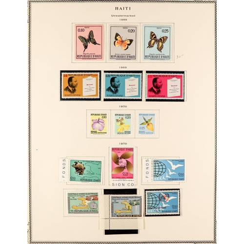 732 - HAITI 1945 - 1998 COLLECTION IN 2 ALBUMS of mint / never hinged mint sets, miniature sheets & a few ... 