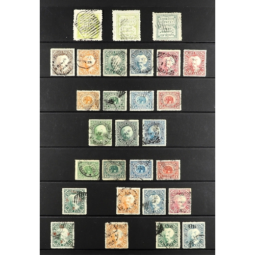 784 - INDIAN FEUDATORY STATES SIRMOOR 1892 - 1899 COLLECTION of used stamps on protective page, note 1885-... 