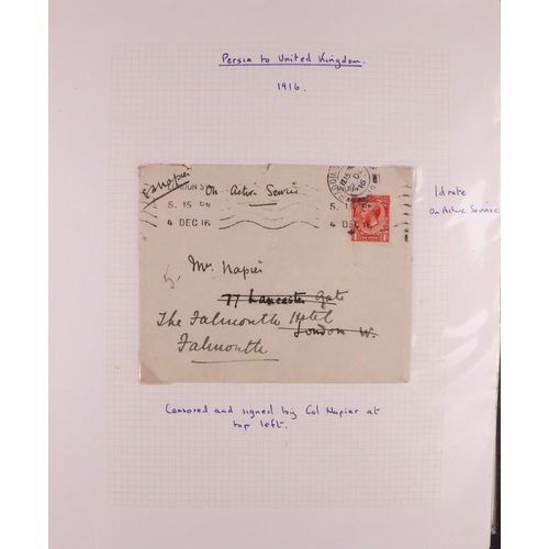 793 - IRAN/PERSIA 1880's-1940's COVERS COLLECTION Some written up on pages and more in box, includes vario... 