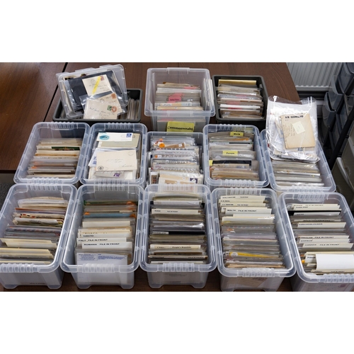 84 - IMPRESSIVE COVERS / POSTAL HISTORY STOCK IN 14 BOXES many 1000's covers & similar chiefly sleeved an... 