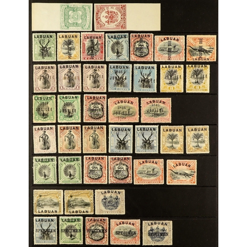 901 - LABUAN 1879 - 1904 MINT COLLECTION on protective pages, includes 1880-82 6c, 8c & 16c, 1881 8c on 12... 