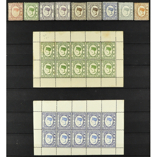 906 - LABUAN 1892-93 no watermark issue mint group includes the complete set with extra 8c & 10c shades, S... 