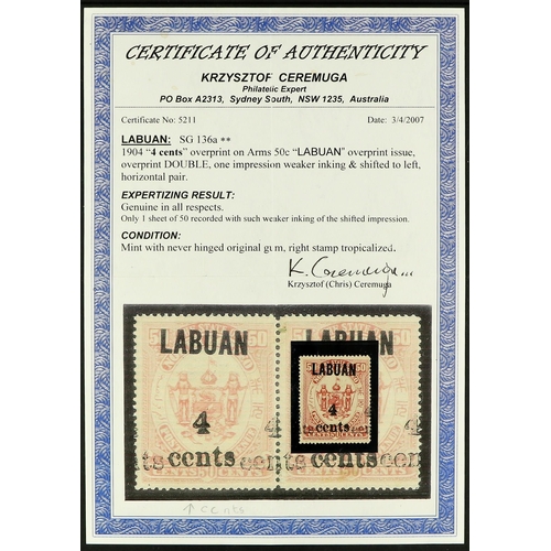 909 - LABUAN 1904 4c on 50c maroon with 