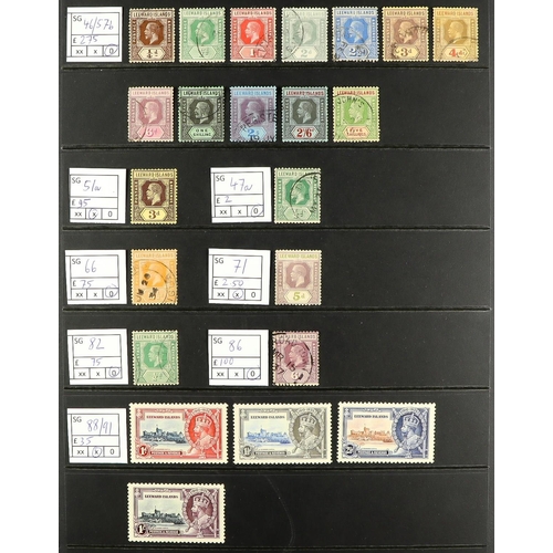 916 - LEEWARD IS. 1890 - 1938 ITEMS & SETS group of around 90 stamps annotated on protective pages, includ... 