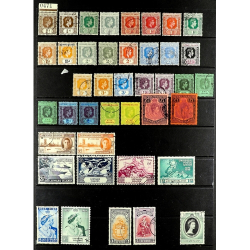 919 - LEEWARD IS. 1890 - 1954 FINE USED COLLECTION of around 150 stamps on protective pages, comprehensive... 