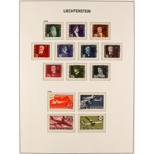 924 - LIECHTENSTEIN 1940 - 1969 USED COLLECTION with a high level of overall completion, in a hingeless Da... 