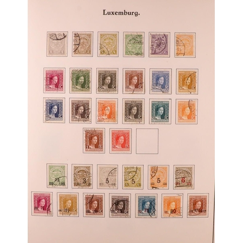 927 - LUXEMBOURG 1859-1974 MOSTLY USED ASSEMBLY on pages, includes 1921 15c Birth sheetlet of 5 mint (cat ... 