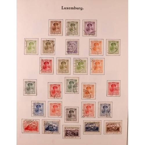 927 - LUXEMBOURG 1859-1974 MOSTLY USED ASSEMBLY on pages, includes 1921 15c Birth sheetlet of 5 mint (cat ... 