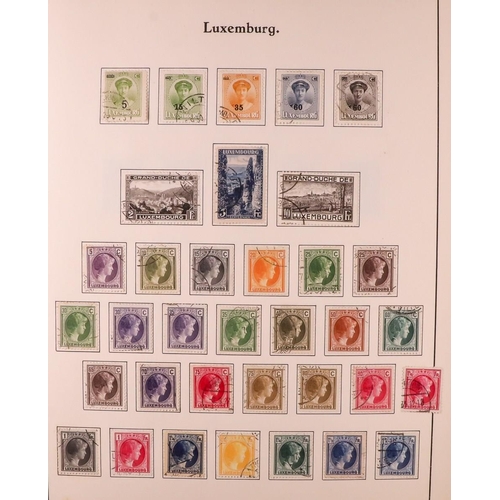 927 - LUXEMBOURG 1859-1974 MOSTLY USED ASSEMBLY on pages, includes 1921 15c Birth sheetlet of 5 mint (cat ... 