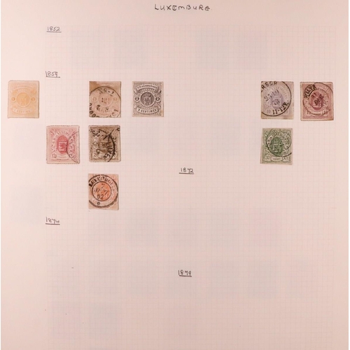 927 - LUXEMBOURG 1859-1974 MOSTLY USED ASSEMBLY on pages, includes 1921 15c Birth sheetlet of 5 mint (cat ... 