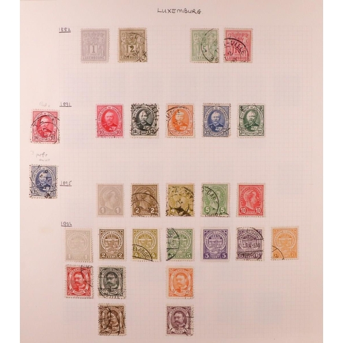 927 - LUXEMBOURG 1859-1974 MOSTLY USED ASSEMBLY on pages, includes 1921 15c Birth sheetlet of 5 mint (cat ... 