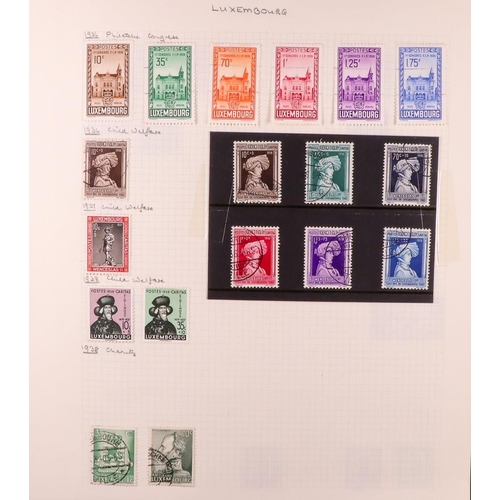 927 - LUXEMBOURG 1859-1974 MOSTLY USED ASSEMBLY on pages, includes 1921 15c Birth sheetlet of 5 mint (cat ... 