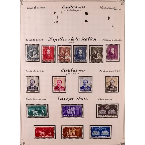 927 - LUXEMBOURG 1859-1974 MOSTLY USED ASSEMBLY on pages, includes 1921 15c Birth sheetlet of 5 mint (cat ... 