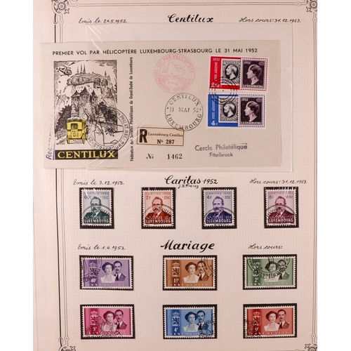 927 - LUXEMBOURG 1859-1974 MOSTLY USED ASSEMBLY on pages, includes 1921 15c Birth sheetlet of 5 mint (cat ... 