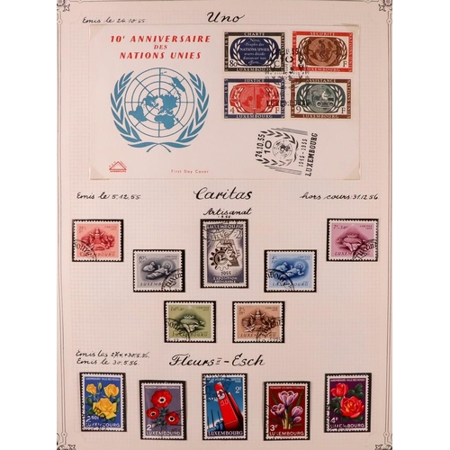 927 - LUXEMBOURG 1859-1974 MOSTLY USED ASSEMBLY on pages, includes 1921 15c Birth sheetlet of 5 mint (cat ... 