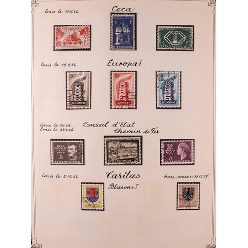 927 - LUXEMBOURG 1859-1974 MOSTLY USED ASSEMBLY on pages, includes 1921 15c Birth sheetlet of 5 mint (cat ... 