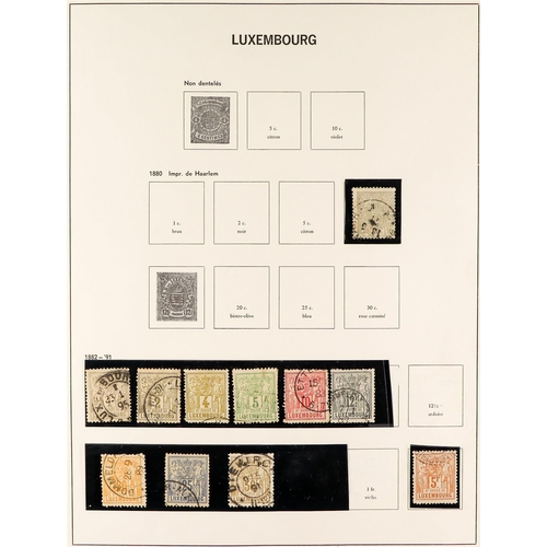 928 - LUXEMBOURG 1869 - 1988 USED COLLECTION on album pages, note 1859-63 1c, 4c, 10c, 12½ & 40c imperfs, ... 