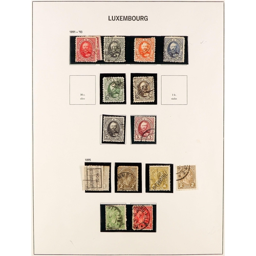 928 - LUXEMBOURG 1869 - 1988 USED COLLECTION on album pages, note 1859-63 1c, 4c, 10c, 12½ & 40c imperfs, ... 