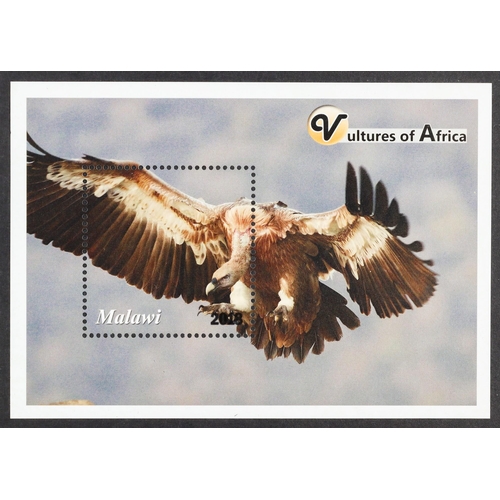 931 - MALAWI 2018 450k Vultures miniature sheet with missing white printing (no value, bird name or frame ... 