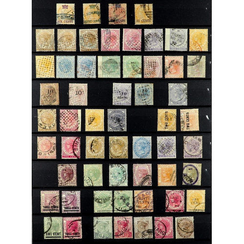 935 - MALAYA-STRAITS SETT. 1867 - 1937 USED COLLECTION of over 200 stamps arranged on protective pages, no... 