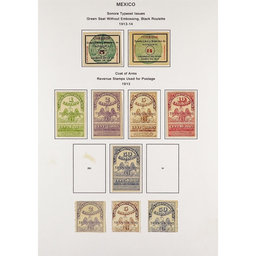 999 - MEXICO 1913 - 1916 CIVIL WAR COLLECTION of around 300 mint stamps on pages, comprehensive with Sonor... 