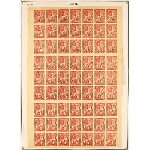 485 - CHILE FOURNIER FORGERIES 1897 Postage Dues sets in two complete se-tenant sheets of 72, on pages fro... 