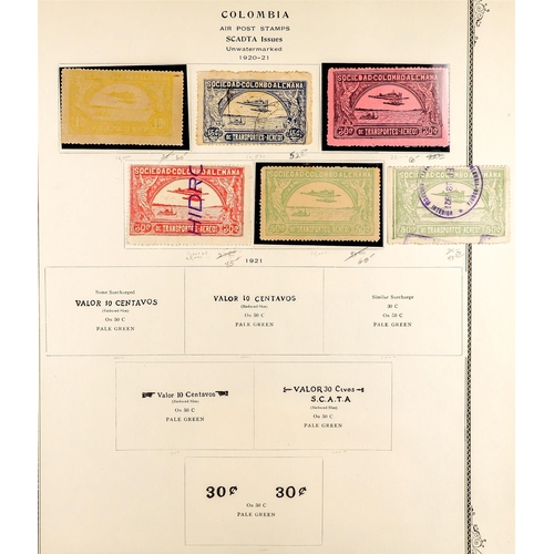 487 - COLOMBIA 1919 - 1941 AIR POSTS COLLECTION of mint & used stamps on album pages (the 1919 2c rose is ... 