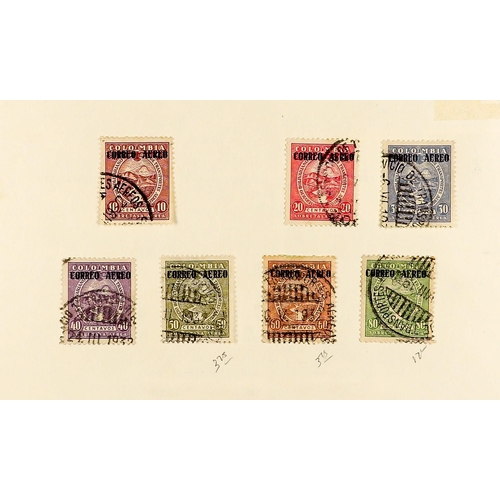 487 - COLOMBIA 1919 - 1941 AIR POSTS COLLECTION of mint & used stamps on album pages (the 1919 2c rose is ... 