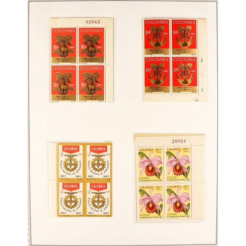 490 - COLOMBIA 1946 - 1979 COLLECTION of never hinged mint stamps & miniature sheets with a high level of ... 