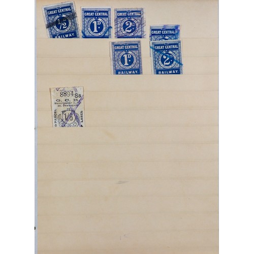 1421 - GREAT BRITAIN RAILWAY PARCEL STAMPS on buff stock pages, in binder. Caledonian Railway & Cheshire Li... 