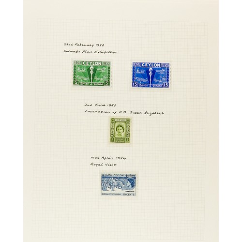 483 - CEYLON 1918 - 1965 COLLECTION of over 250 chiefly mint / never hinged mint stamps on album pages, co... 