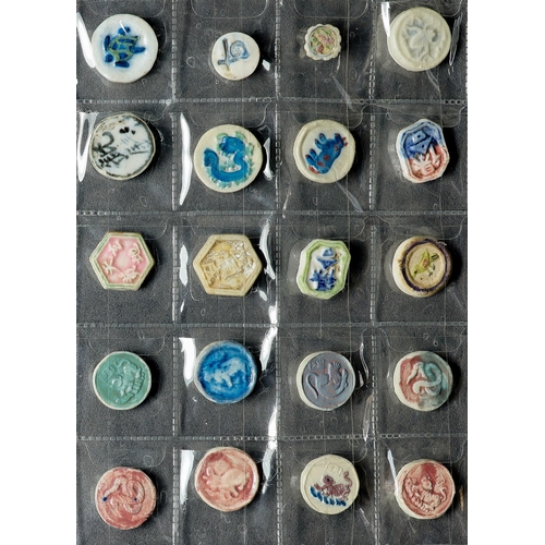 61 - SIAM / THAILAND PORCELAIN GAMBLING TOKENS. (1760–1875) also known as ‘Pee’ tokens. A collection of 7... 