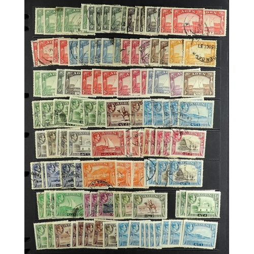 222 - ADEN 1937 - 1963 COLLECTION on stock pages, mint & used, includes 1937 Dhow to 1r mint & 2r (x2) use... 