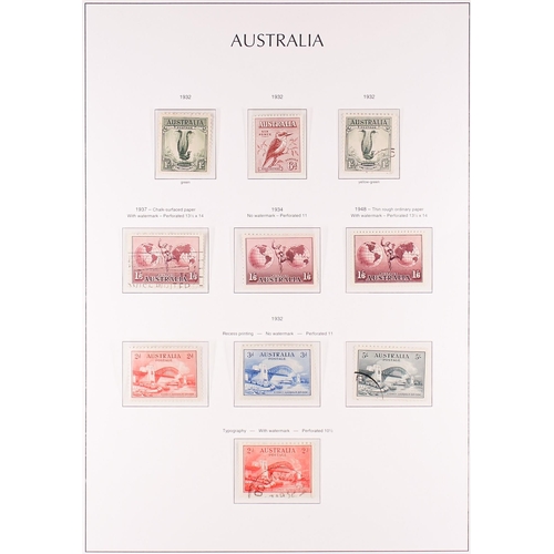 279 - AUSTRALIA 1927 - 1947 COLLECTION on hingeless album pages, of mint (many never hinged) & used stamps... 