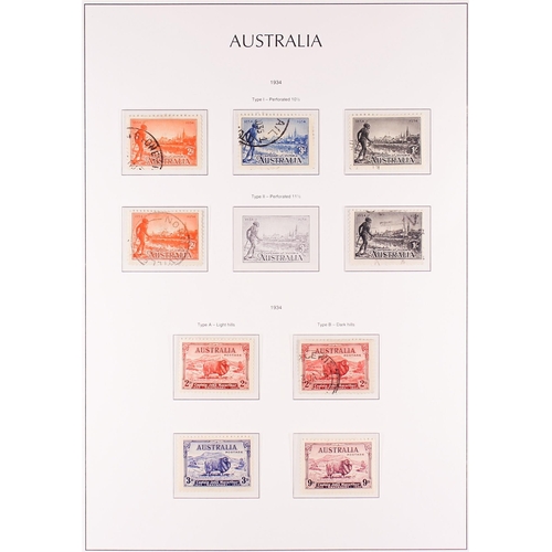 279 - AUSTRALIA 1927 - 1947 COLLECTION on hingeless album pages, of mint (many never hinged) & used stamps... 