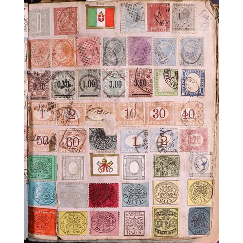 100 - OLDE VICTORIAN STAMP ALBUM - PHILATELIC HISTORY! A truly unique, original collection of stamps paste... 